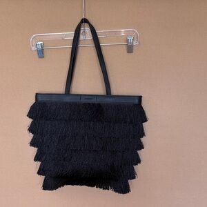 NINE WEST Black Fringe Tote Bag